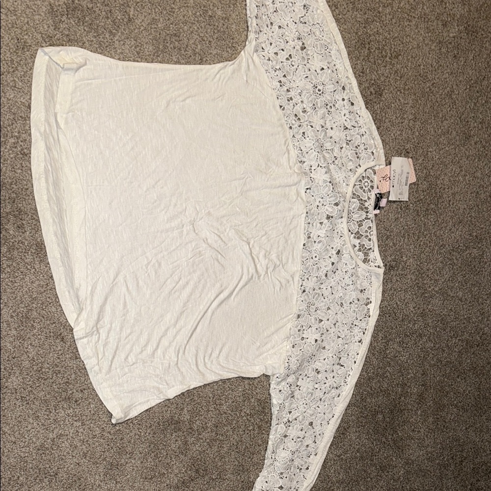 White Lace Sleeve Top